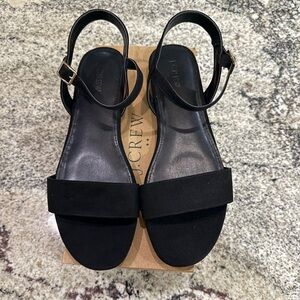J.Crew Ankle-Strap Flat Sandals Black Size 10 NWT